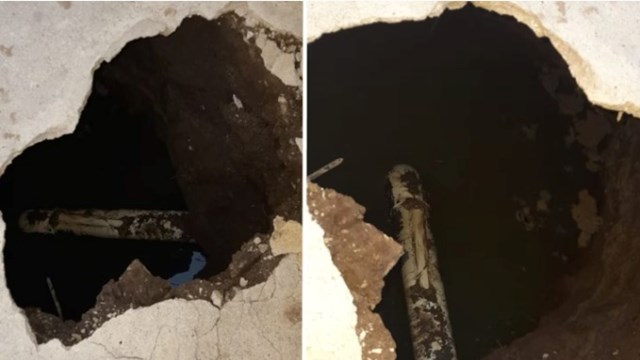 Se hundió el pozo negro y la casa corre peligro de derrumbe