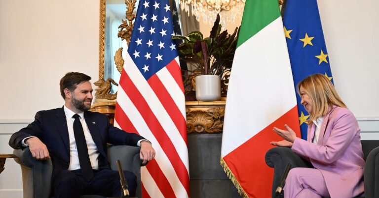 Giorgia Meloni recibió en Roma al vicepresidente de Estados Unidos, J.D. Vance