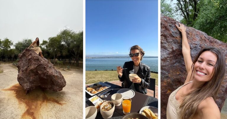 Los viajes express de Pampita a Chaco y Córdoba: paisajes, sol y la trepada a un meteorito