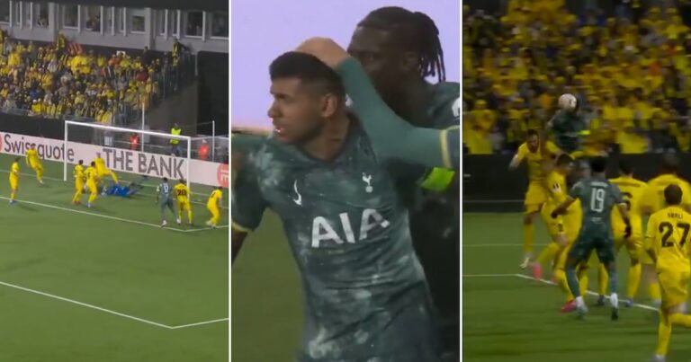 La asistencia de cabeza del Cuti Romero en la victoria que le dio al Tottenham el pasaje a la final de la Europa League