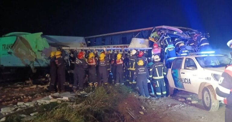 Choque frontal entre un colectivo y un camión en Ruta 3: hay al menos cuatro muertos