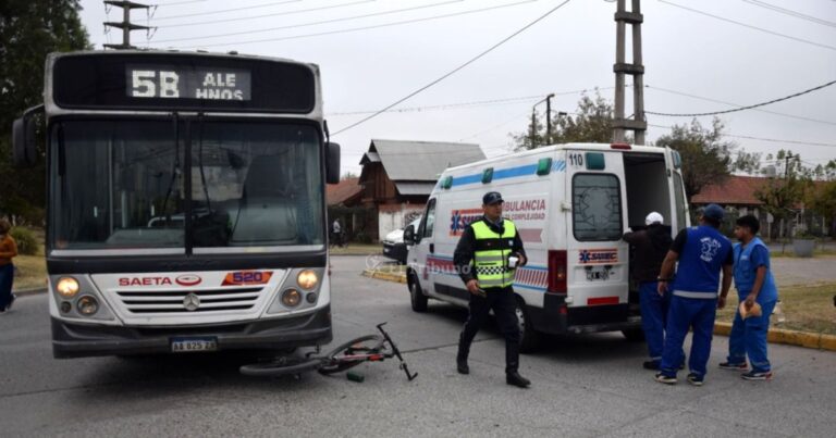 VIDEO. Se salvó de milagro: una ciclista fue embestida por un colectivo en zona sur