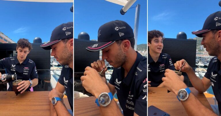 Colapinto le explicó a su compañero Pierre Gasly cómo se prepara el mejor mate: el video de la reacción del francés al probar