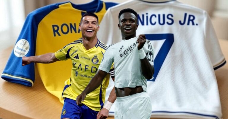 Mientras la camiseta de Cristiano Ronaldo con Al Nassr cuesta 132 dólares, la de Vinicius Jr. con el Real Madrid tiene una curiosa diferencia de precio