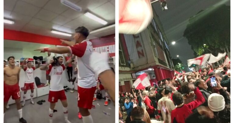 Video: el festejo íntimo de Huracán en el vestuario y la locura de los hinchas en Parque Patricios