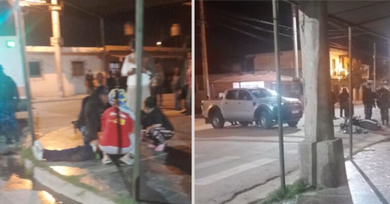 Tres jóvenes heridos tras un impactante choque entre una camioneta y una moto