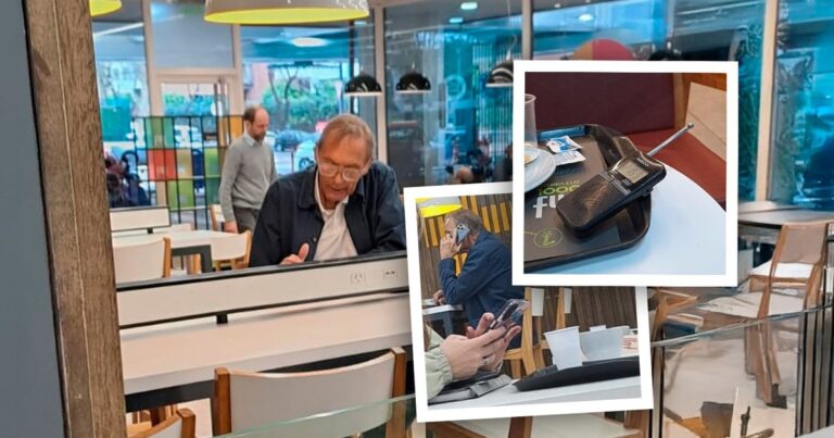 Russo, en la estación de servicio: café, teléfono y radio portátil