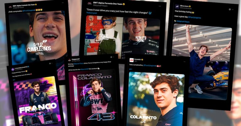 Del recuerdo de una foto de niño a la canción que eligió Alpine: los saludos de la Fórmula 1 a Colapinto por su cumpleaños